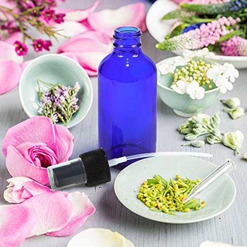 Wedama 2 oz Blue Glass Spray Bottles - 16 Pack Fine Mist Sprayers