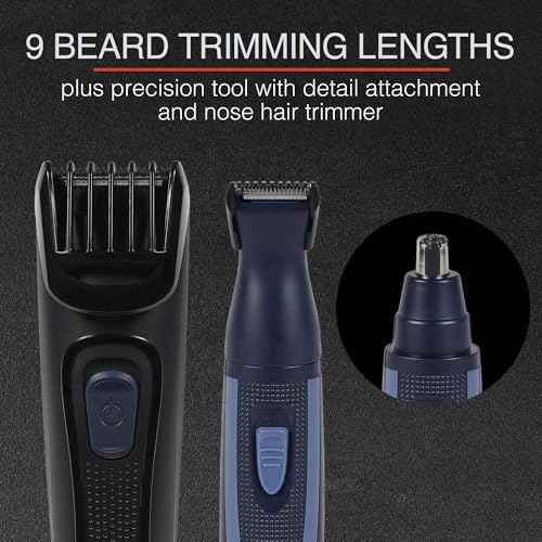 Remington Rechargeable Beard Trimmer Kit for Mustaches, Nose Hair, and Light Detailing and Grooming with Bonus Battery Nose Trimmer