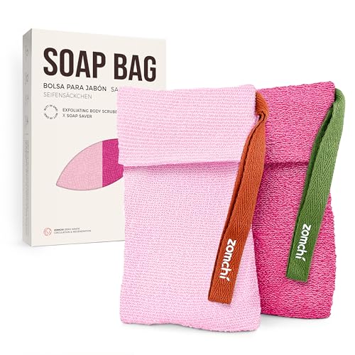 ZOMCHI Soap Savers Bags for Bar Soap, 2-Pack Exfoliating Pouches