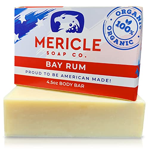 Mericle Soap Bay Rum Organic 4.8oz Body Bar | Veteran Owned | Traditional Cold Process Technology | Natural Ingredients | No Harsh Chemicals | Exfoliating | Made in the USA