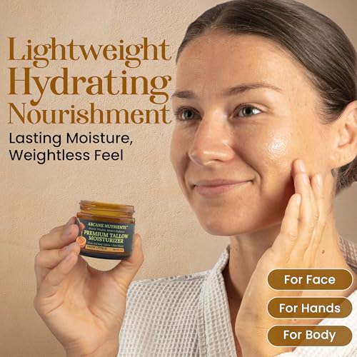 Grass-Fed Beef Tallow for Skin and Face, Nourishing Tallow and Honey Balm, Moisturizing for Face, Hands, and Body, Fresh Citrus Scent, 2 oz