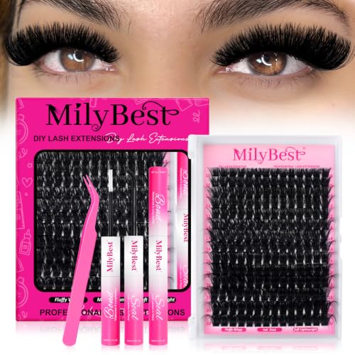 MilyBest D-Curl Lash Clusters Kit - 200D Volume, 10-20mm