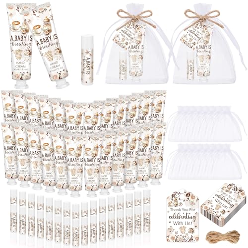 24 Sets a Baby Is Brewing Hand Cream and Lip Balm Gift Baby Shower Party Favors for Guest Coffee Themed Travel Size Hand Lotion and Lip Balm Bulk Babies Shower Birthday Party Supplies