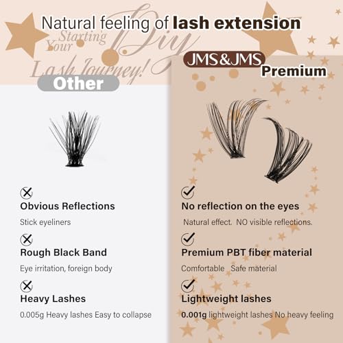 JMS&JMS DIY Lash Extension Kit - 280 Pcs 40D/50D D Curl Individual Lashes