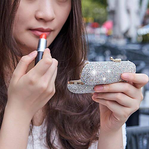 Lipstick Case Holder with Mirror & Rhinestone Design