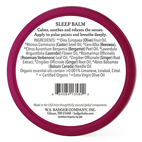 Badger - Sleep Balm, Lavender & Bergamot, Natural Sleep Balm, Scented Relaxing Balm for Children and Adults, Calming Night Balm, Organic Sleep Balm, 2 oz