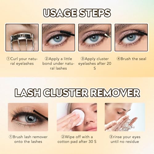 Lash Clusters 168Pcs Cluster Lashes D Curl Lash Clusters Mix 8-16mm Individual Eyelashes Clusters Wispy DIY Eyelash Extension Thin Band Soft to Use at Home (0.07D-D-Mix8-16)