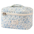 Gosect Large Floral Makeup Bag - Cotton Cosmetic Organizer
