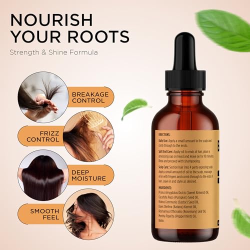 Natural Hair Oil Blend with Biotin for Dry Scalp & Frizz Control - 2oz