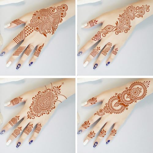 Reusable Henna Tattoo Stencils Kit, 9 Sheets Mehendi Template