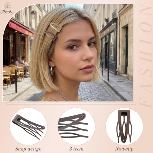 Obeoby 20Pcs Metal Snap Hair Clips for Women & Girls, 5 Matte Colors, Small Barrettes