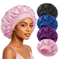 Extra Large Silk Bonnet 4 Pack for Curly Hair - No Slip Design