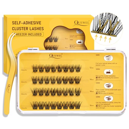 QUEWEL Self Adhesive Eyelash Clusters Kit with Tweezers