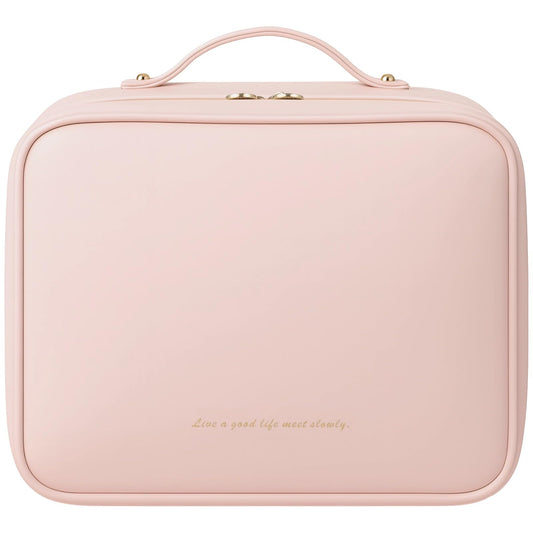 OMISTAR Travel Make Up Bags for Women - 12.2 in Cosmetic Toiletry Bag with Compartments, Long-lasting Waterproof PU Leather with Soft Removable Brush Compartments & Organized Multiple Pockets