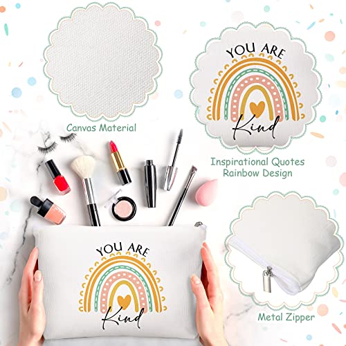 Coume 10-Pack Inspirational Canvas Makeup Bags - Colorful Travel Pouches