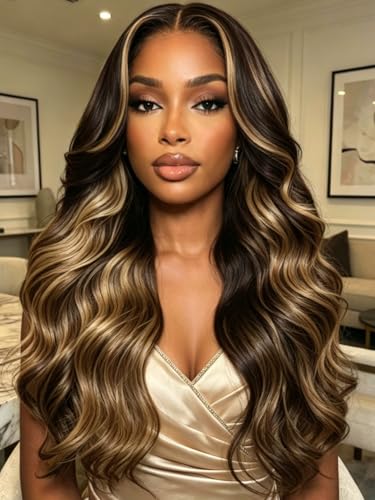 KLAIYI 13x4 Lace Front Honey Blonde Body Wave Wig 16" Glueless