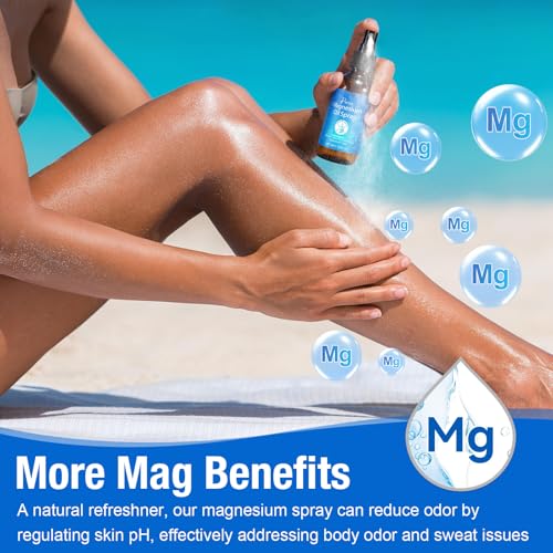 Magnesium Oil Spray for Feet, 100% Pure Natural Magnesium Spray Glass Bottle, Easy to Absorb & Use 60Ml 2Pack