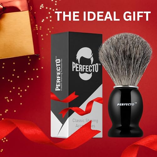 Perfecto Black 100% Pure Badger Shaving Brush Luxury Wet Shave & Grooming