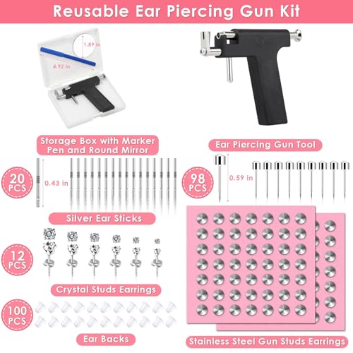 Professional Ear Piercing Gun Kit with Stainless Steel Studs