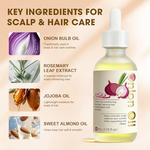 Onion Oil for Hair & Scalp - Nourishing Blend with Coconut & Rosemary, 60ml