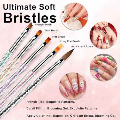Nail Art Brushes Set,10pcs Nail Brushes for Nail Art with Nail Liner Brush and Nail Dotting Pens Professional Double-Ended Nail Art Brush Kit For Nail Drawing Nail Design Brush Gel Nail Brush