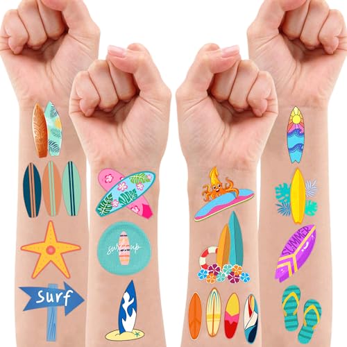 Surfing Temporary Tattoos - 100 PCS, 10 Sheets for Kids