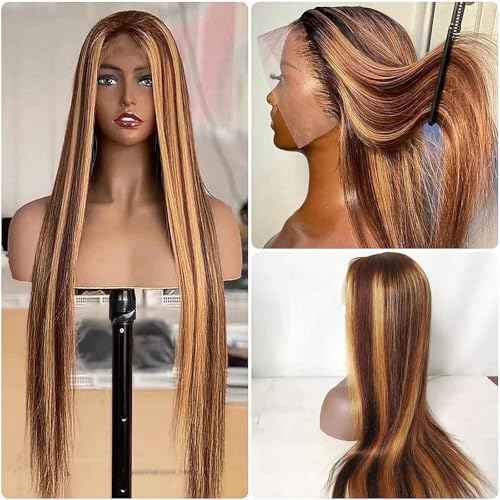 13X6 Highlight Lace Front Wig Human Hair Pre Plucked Ombre 4/27 Lace Front Wig Human Hair 180 Density Highlight Human Hair 26 Inch