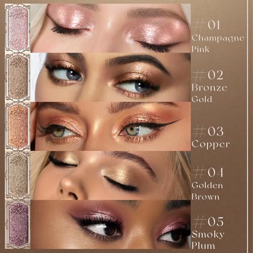 Noerrors Metallic Shimmer Eyeshadow Palette – Neutral Bronze Gold Copper