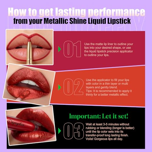 Nude Metallic Lipstick & Lip Liner Combo 2-in-1 Waterproof