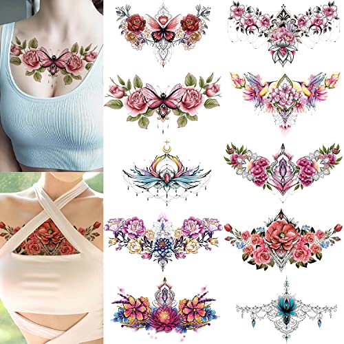 Floral Temporary Tattoos for Women | Waterproof 5-7 Days