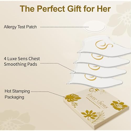 Chest Wrinkle Patches 4 Pack, Reusable Silicone Pads for Wrinkles, Anti Wrinkle Patches for Skin Firming and Smoothing, Overnight Chest Wrinkles from Side Sleeping (60 Day Supply)