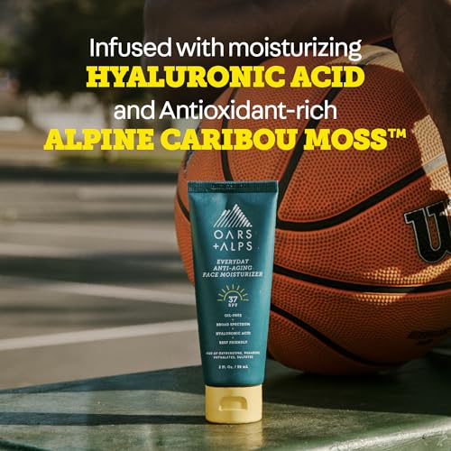 Oars + Alps SPF 37 Sunscreen and Everyday Anti Aging Face Moisturizer, Infused with Hyaluronic Acid