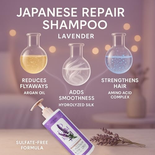 DEMIKI Lavender Shampoo for Damaged Hair - Sulfate Free, 450ml
