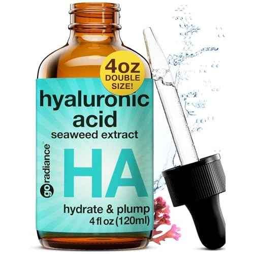Double Size (4OZ) Hyaluronic Acid Serum for Face 3.5%, Hyaluronic Acid Moisturizer, Hydrating Serum for Face, Moisturizing Hyaluronic Acid Serum with Seaweed and Chamomile, Glow Face Serum for Women