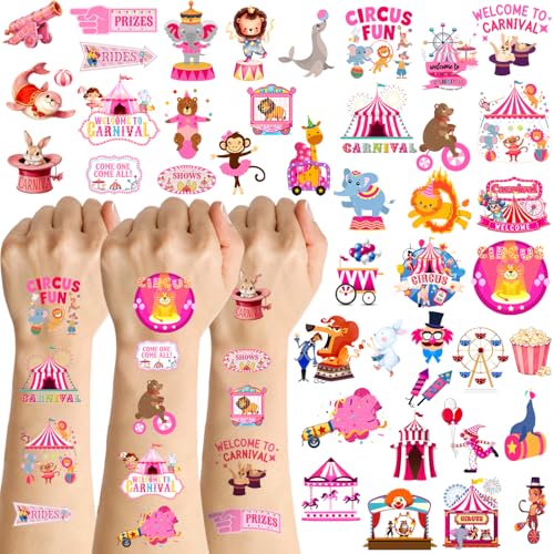164Pcs Pastel Carousel Temporary Tattoos for Kids Party