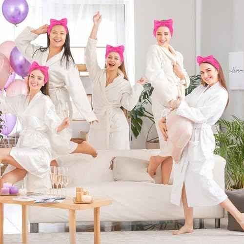 Jaciya Spa Makeup Headband 8 Packs Skincare Headband for Washing Face Spa Gifts for Women Bachelorette Party Favors Wedding Hair Accessories(Hot Pink)