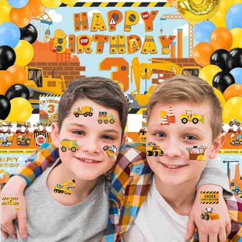 Cars and Trucks Temporary Tattoo for Kids - 50PCS Cars Construction Tractor Tattoos Party Birthday Decorations Excavator Construction Vehicle Tattoo Body Sticker for Kids Boys Girls Party Bag Filler