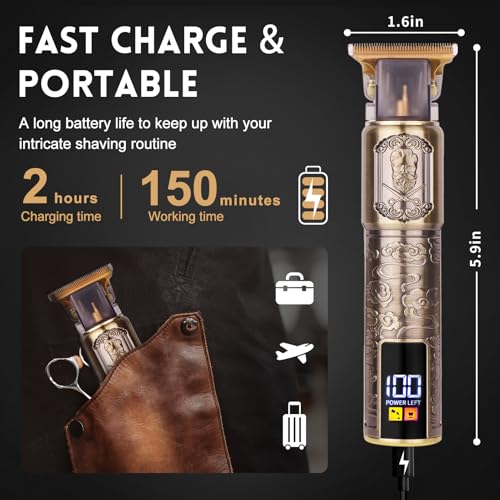 Ufree Professional Beard Trimmer for Men, Zero Gapped T-Blade Hair Clipper & Mustache Trimmer Kit with LCD Display, Precision Edgers for Haircut & Grooming, Barber-Grade Electric Shaver, Gifts for Men