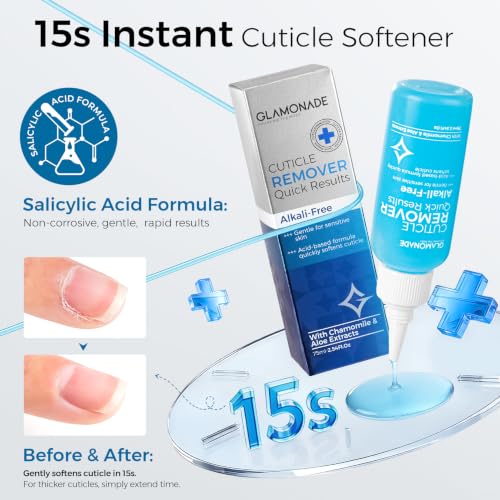 Glamonade Clear Cuticle Remover Gel 15ml - Fast Nail Art Cuticle Removal