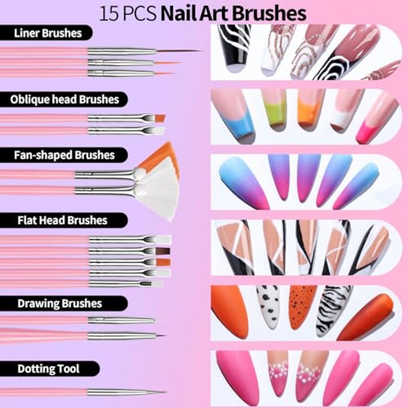 Fandamei 33-Piece Nail Art Tool Set - Brushes & Dotting Tools