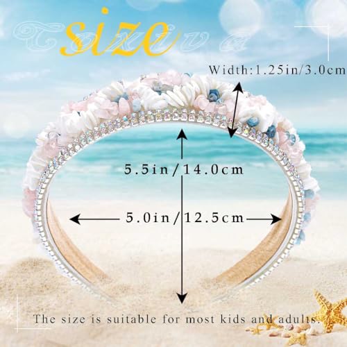 Coxiva Beach Hair Hoops Accessories Shell Stones Headbands Vacation Hairband Rhinestone Headpiece for Women