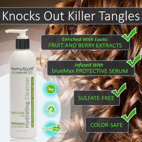 RemySoft Moisturelab System - Safe for Hair Extensions, Weaves and Wigs - Salon Formula Shampoo, Conditioner & Serum - Gentle Sulfate-free Lather