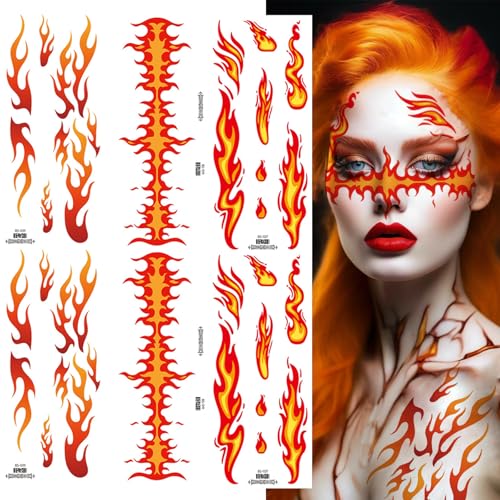 6 Sheets Flame Temporary Tattoo Stickers Waterproof