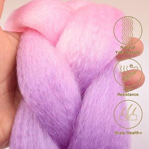 BACANA Pink Ombre Braiding Hair 24 Inch 3 Pack Jumbo