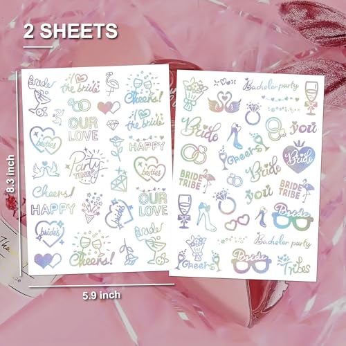 Bride's Babes Bachelorette Temporary Tattoos - 55+ Iridescent Designs