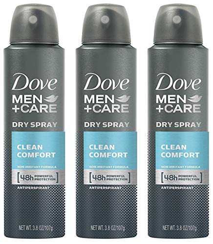 Dry Spray Antiperspirant for Men, Clean Comfort, 3.8 oz (Pack of 3)