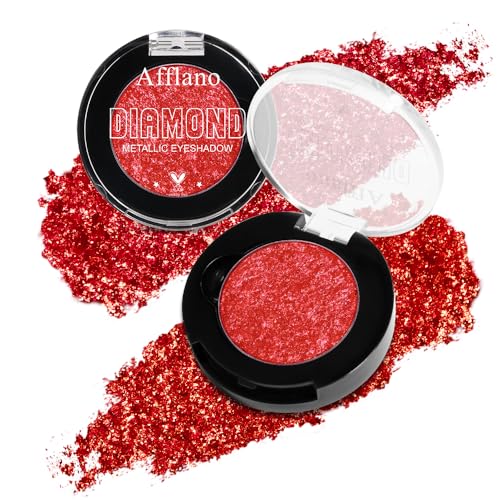 Afflano Red Glitter Eyeshadow - Diamond Metallic Pigmented