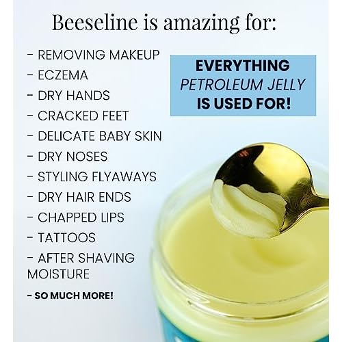 Beeseline Original - 100% Natural & Hypoallergenic Alternative to Petroleum Jelly - Lips, Hands, Baby, Makeup Remover and More (Glass Jar) (2 oz)