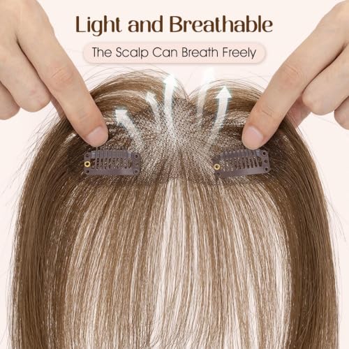 Clip-in Bangs Human Hair Dark Brown Fringe | Hand-Tied Mesh