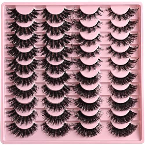 FARRED 20 Pairs Wispy Cat Eye False Eyelashes - Fluffy Mink Lashes